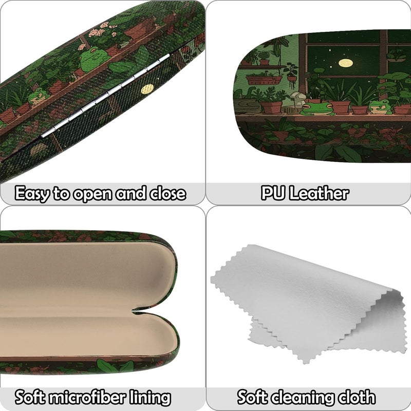 Cabreche Glasses Case Hard Shell Eyeglass Portable Glasses Eyeglasses Holder Box with Cleaning Cloth Women Girls Men Cute - Image 4